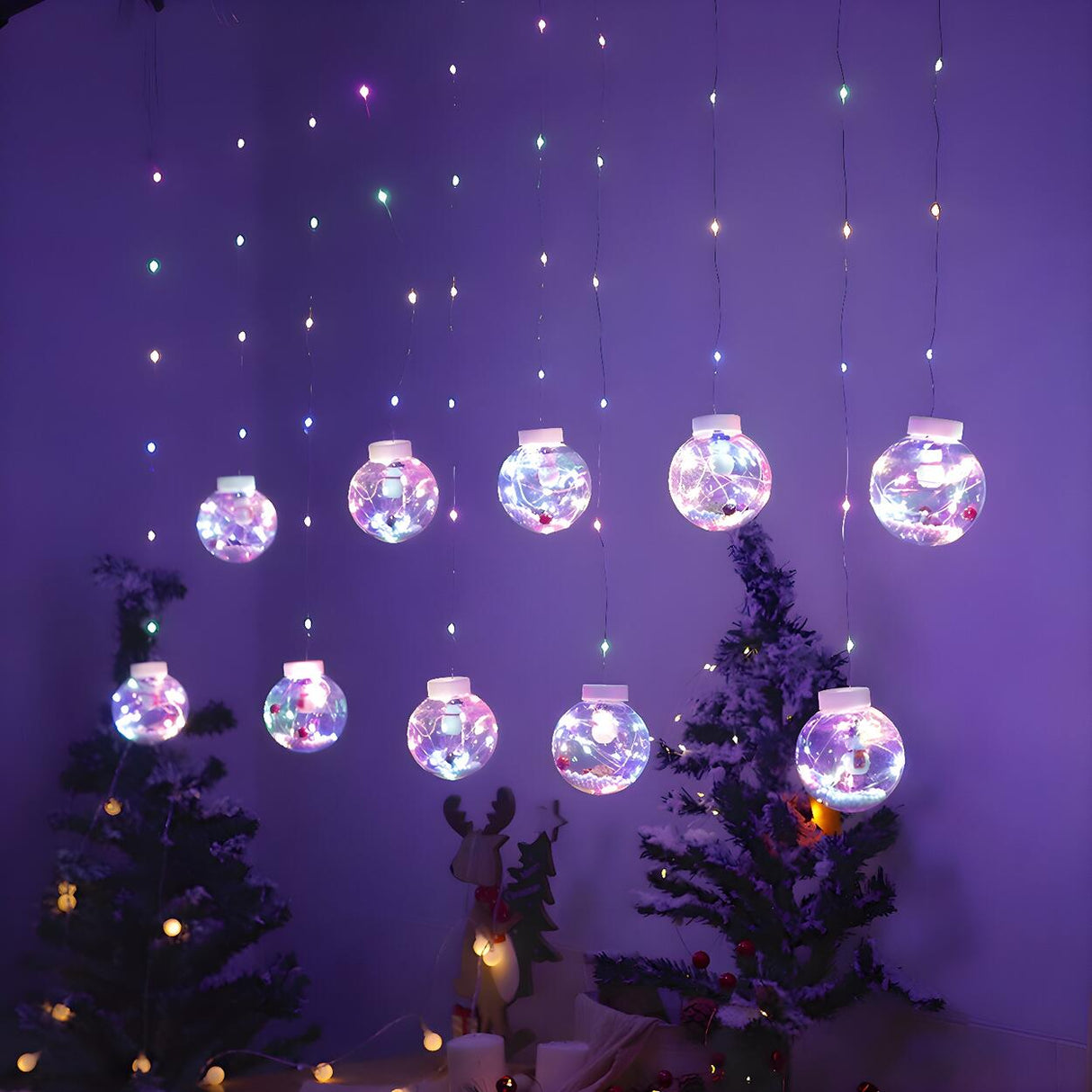 Creative LED Globe Curtain Christmas String Light Image - 1