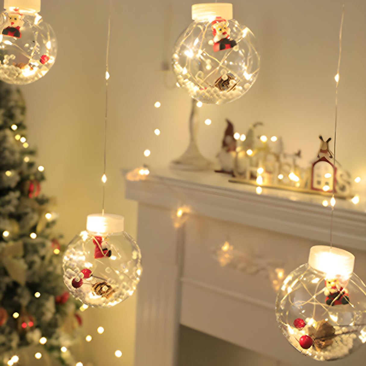 Creative LED Globe Curtain Christmas String Light Image - 9