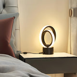 Creative Linear Circle LED Metal Bedroom Table Lamp Image - 8