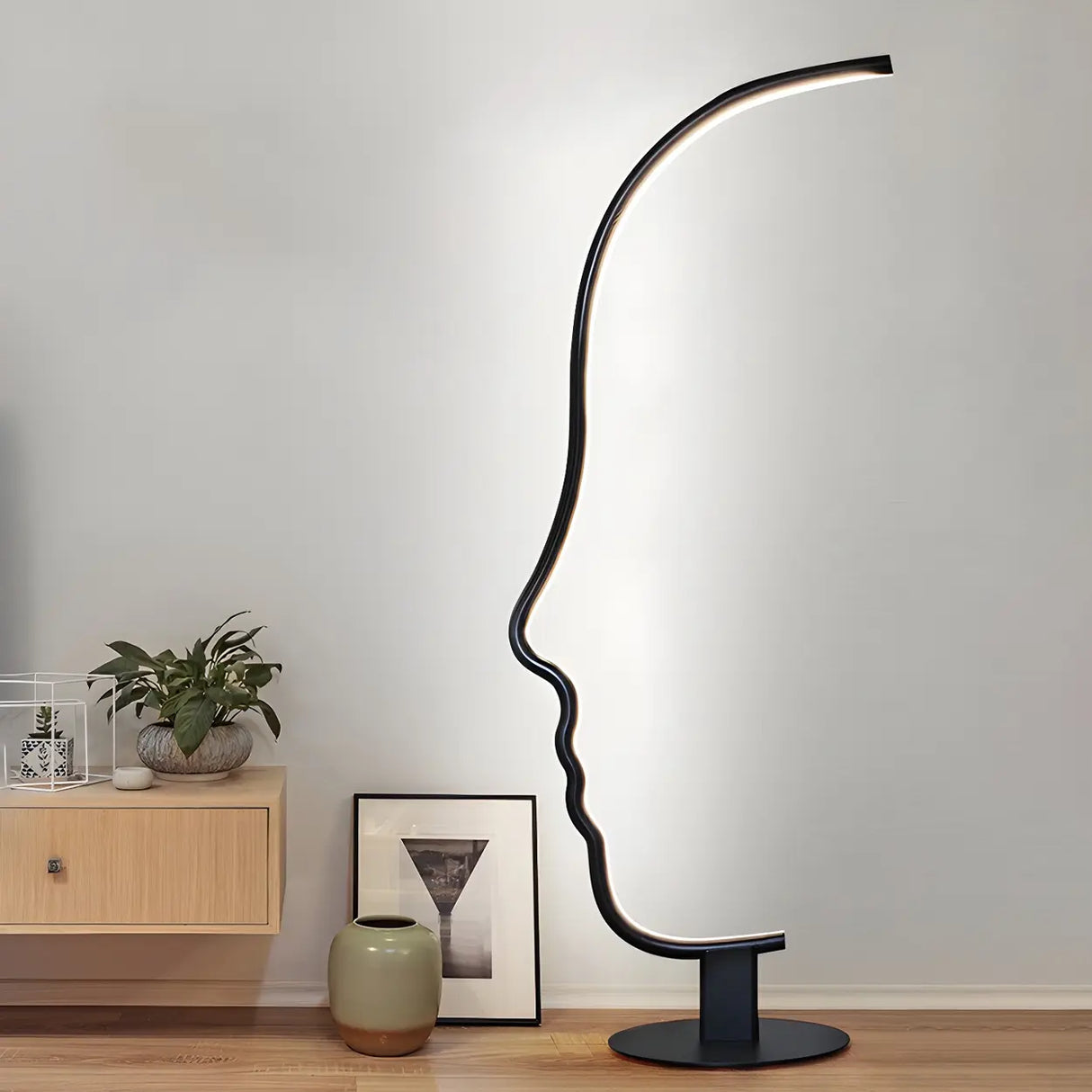 Creative Living Room Abstract Face LED Floor Lamp Image - 19