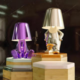 Creative Macaron Metal Man LED Bedroom Table Lamp Image - 6