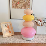 Creative Macaron Round Glass Shade Pagoda Table Lamp Image - 14