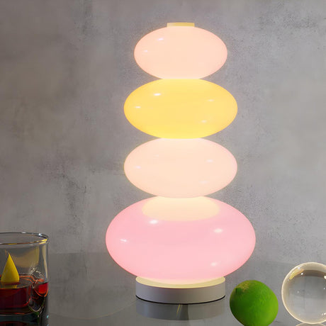 Creative Macaron Round Glass Shade Pagoda Table Lamp Image - 2