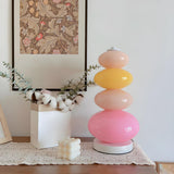 Creative Macaron Round Glass Shade Pagoda Table Lamp Image - 4