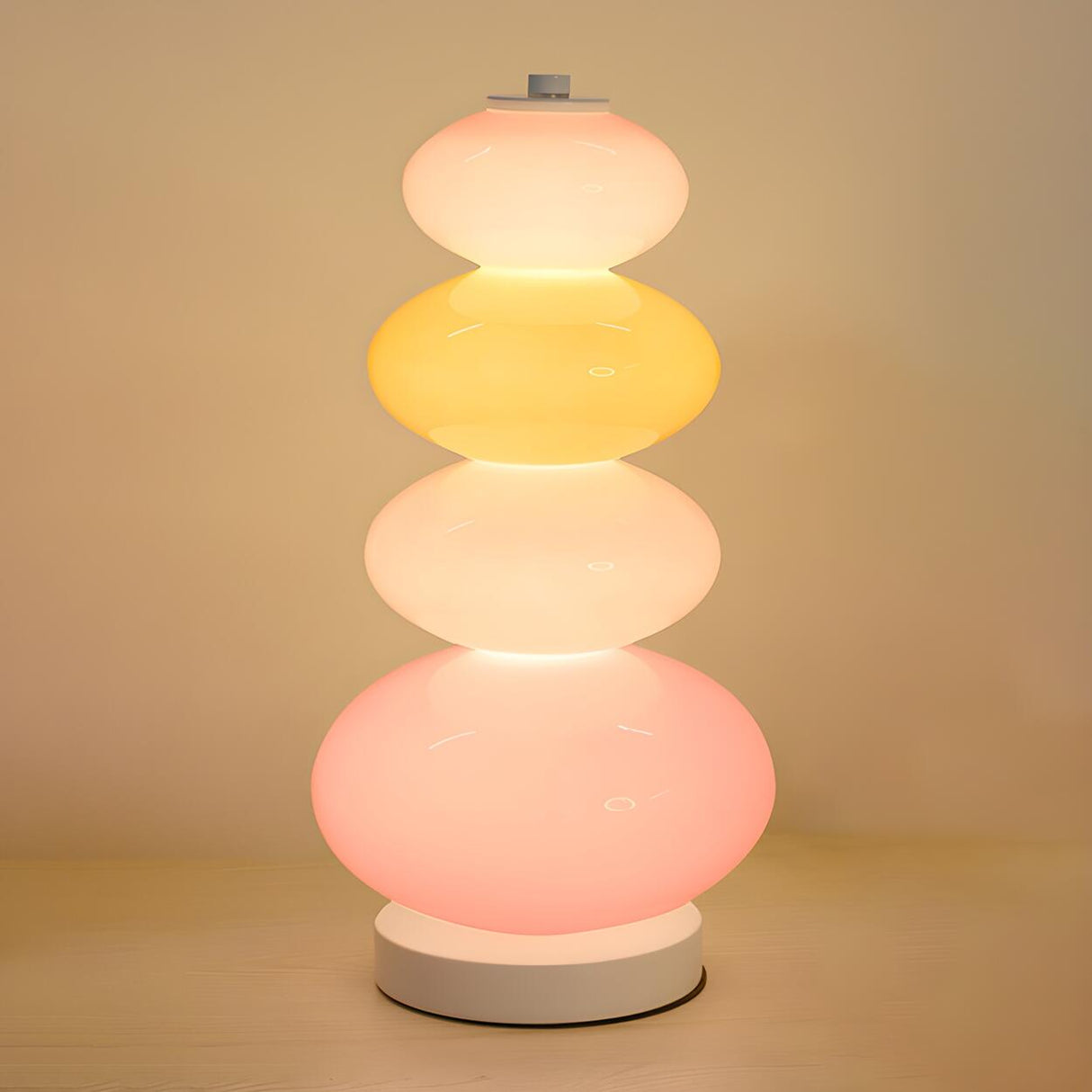 Creative Macaron Round Glass Shade Pagoda Table Lamp Image - 7