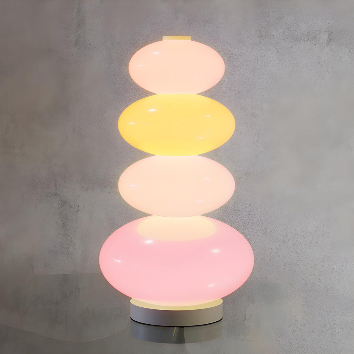 Creative Macaron Round Glass Shade Pagoda Table Lamp Image - 8