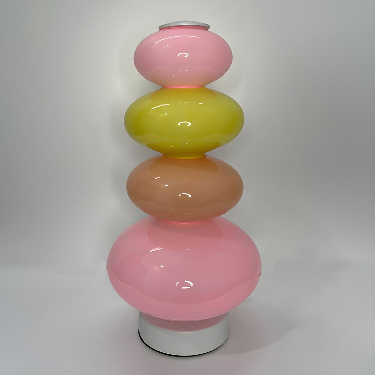 Creative Macaron Round Glass Shade Pagoda Table Lamp Image - 9