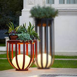 Creative Metal Cage Flower Pot Decor Outdoor Table Lamp Image - 4