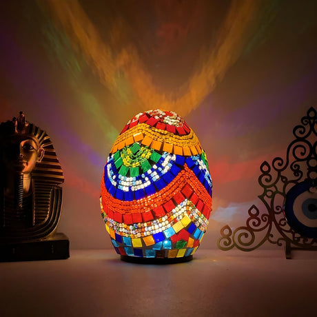 Creative Moroccan Stained Glass Egg Shape Table Lamp Image - 1