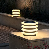 Creative Multi-Layer Geometric Metal Outdoor Post Lamp Image - 5