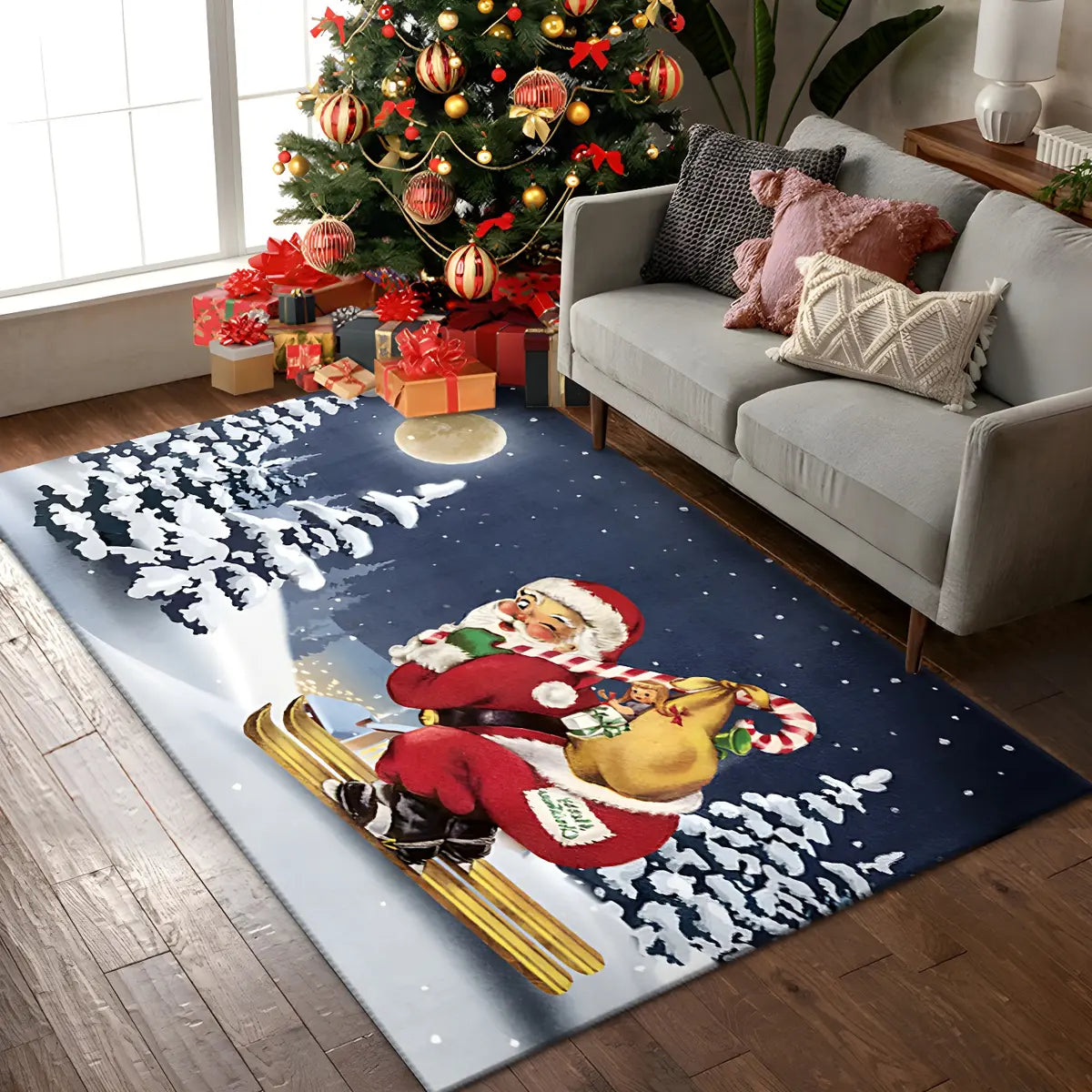 Creative Multicolor Christmas Polyester Area Rug Image - 3