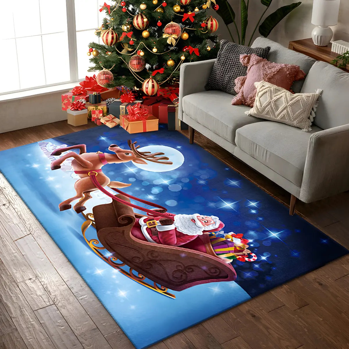 Creative Multicolor Christmas Polyester Area Rug Image - 4