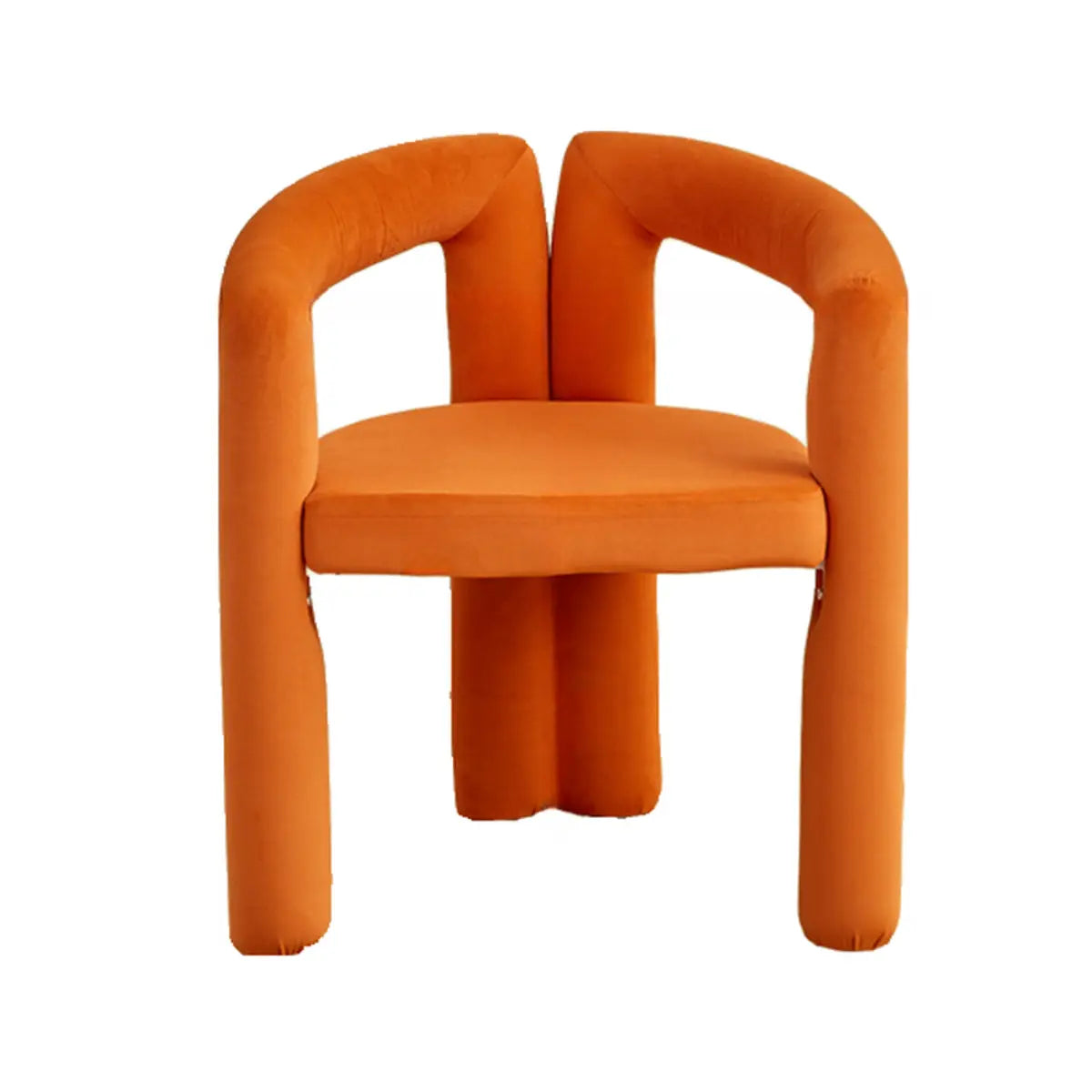 Creative Open Slat Back Velvet Arm Dining Chair Orange Image - 3