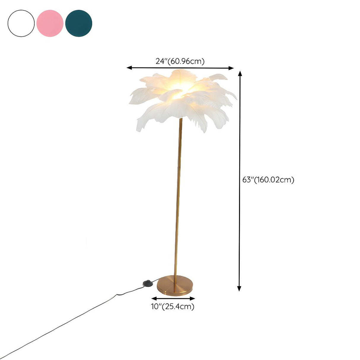 Creative Pink Feather Palm Tree Metal LED Floor Lamp 