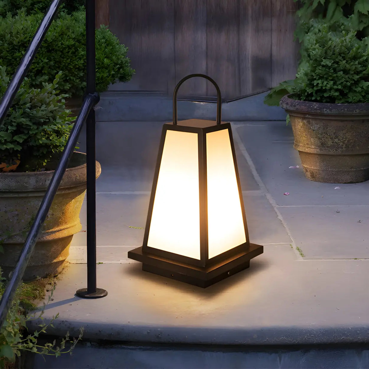 Creative Portable Cone Lantern Outdoor Floor Lamp Black Image - 1