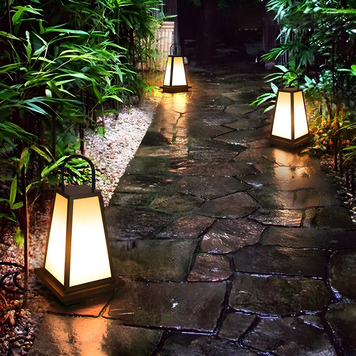 Creative Portable Cone Lantern Outdoor Floor Lamp Black Image - 10