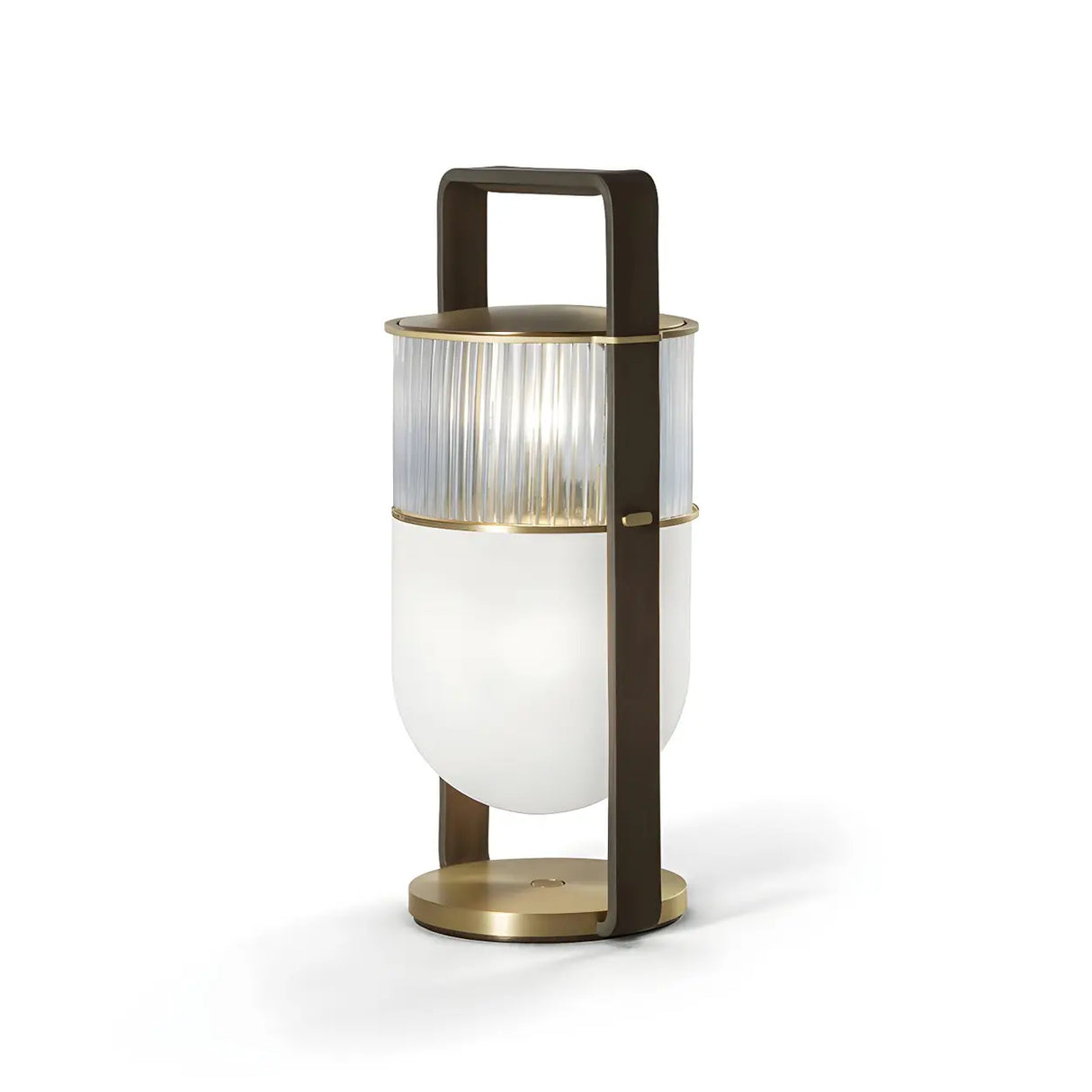 Creative Portable Glass Lantern Black Brass Table Lamp Image - 4