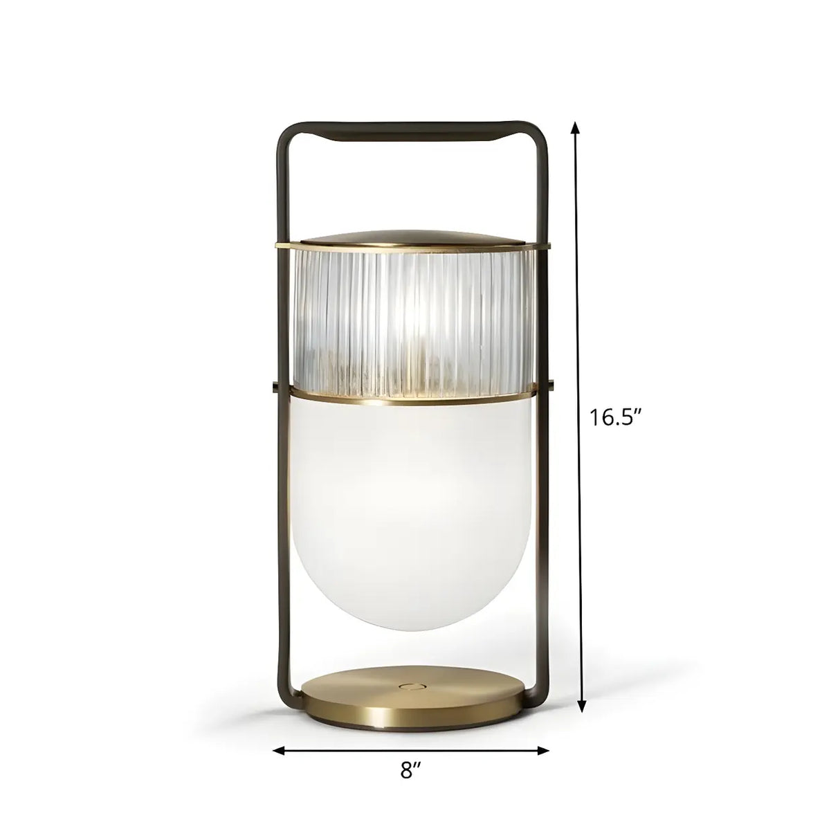 Creative Portable Glass Lantern Black Brass Table Lamp 