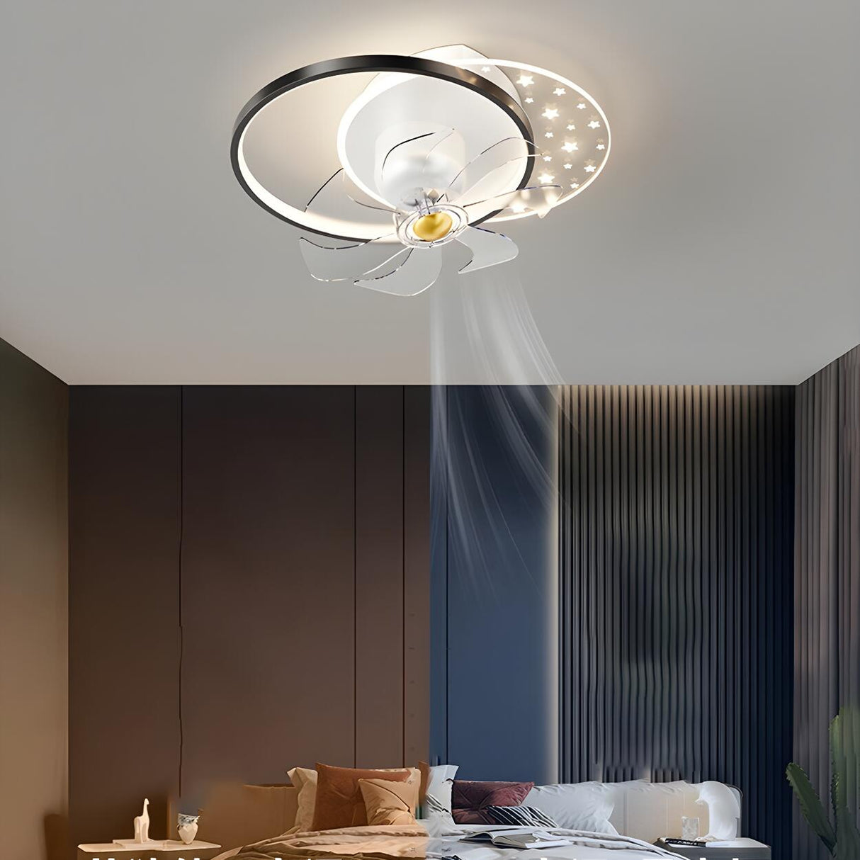 Creative Rectangular Geometric Ceiling Fan with Light Image - 21