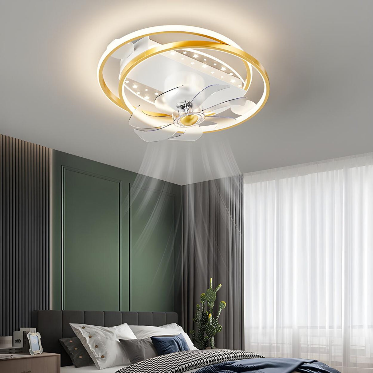 Creative Rectangular Geometric Ceiling Fan with Light Image - 5