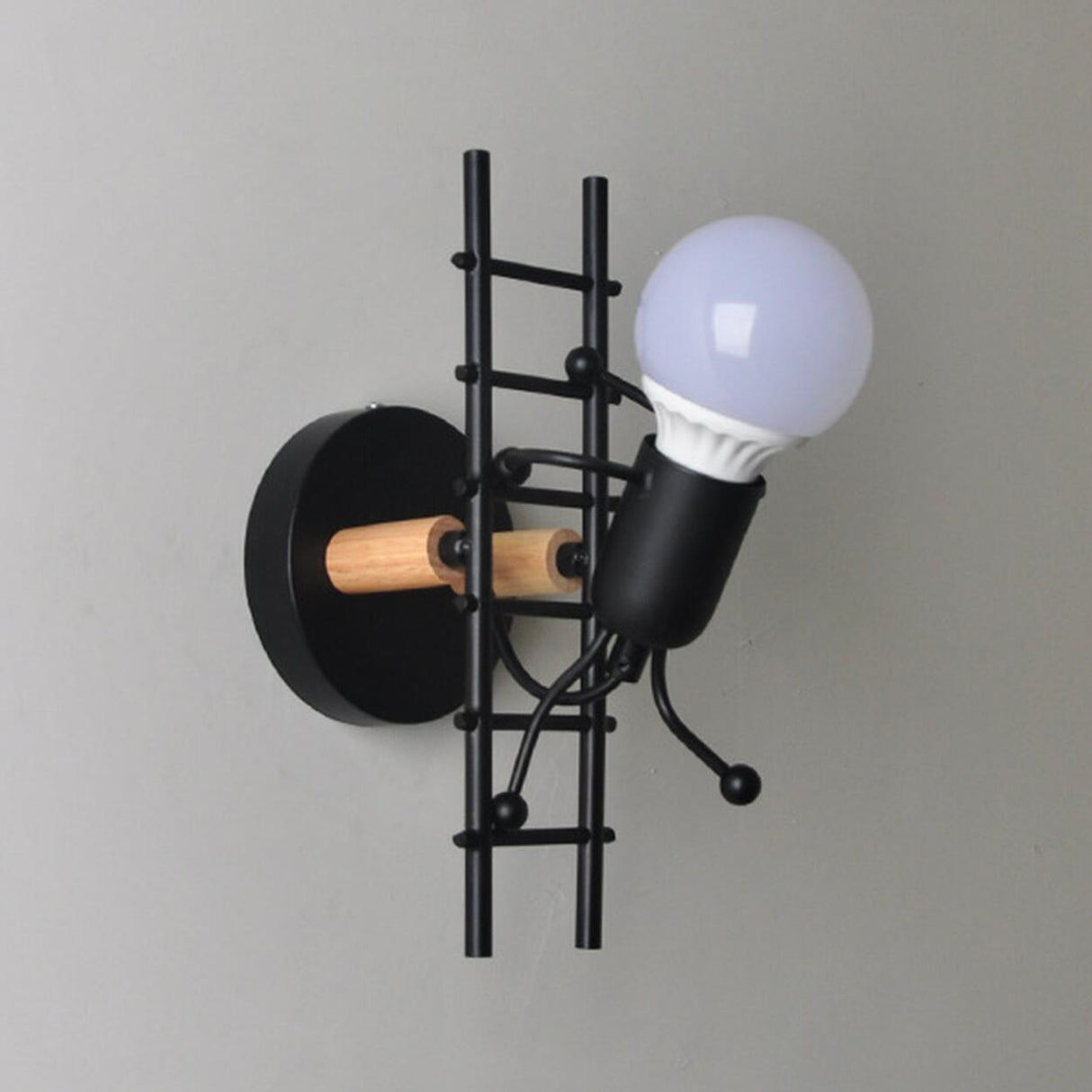 Creative Round Bulb Climbing Figure Wall Sconce Image - 12