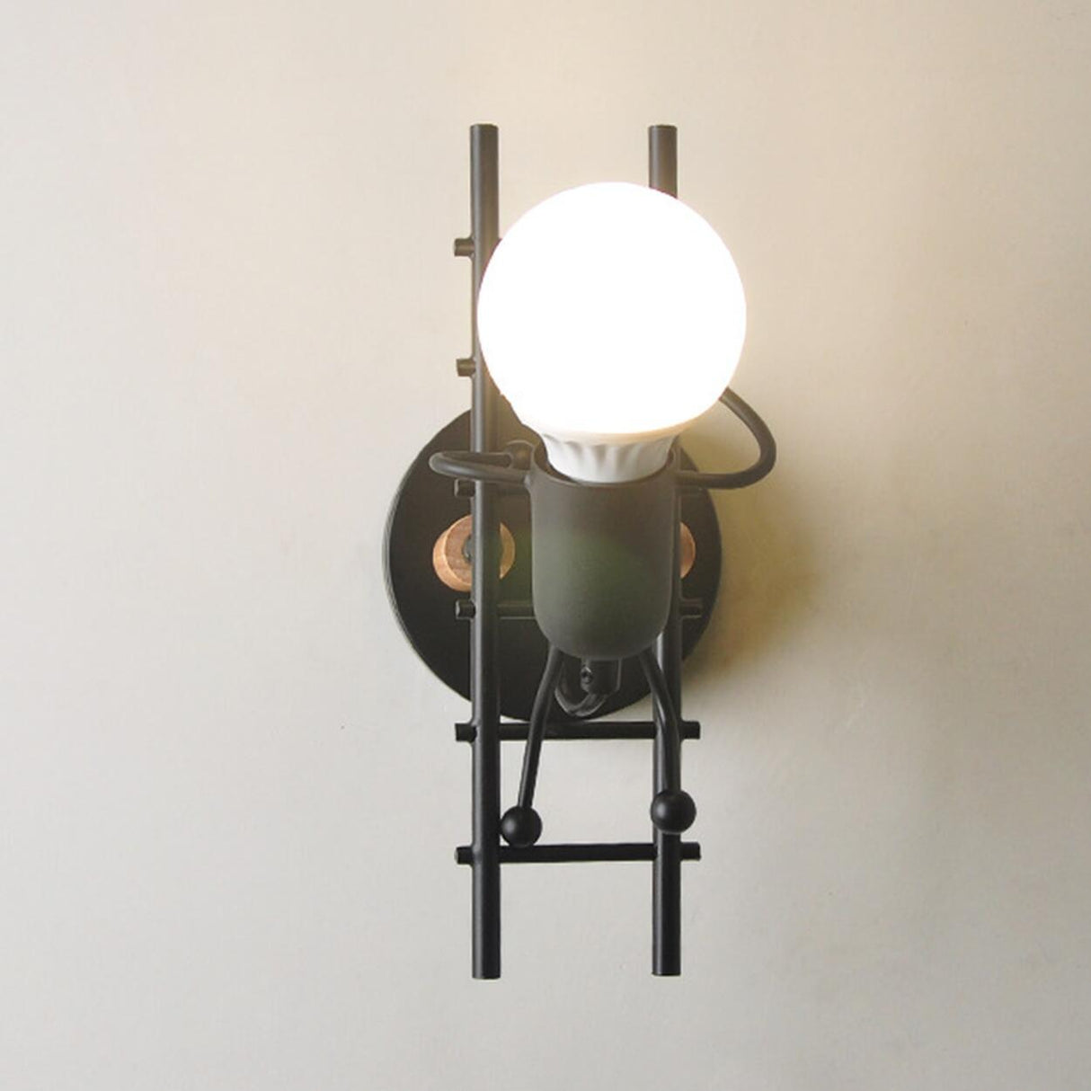 Creative Round Bulb Climbing Figure Wall Sconce Image - 9