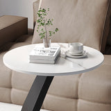 Creative Round Sintered Stone Pedestal Chairside Table Image - 12