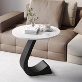 Creative Round Sintered Stone Pedestal Chairside Table Image - 13