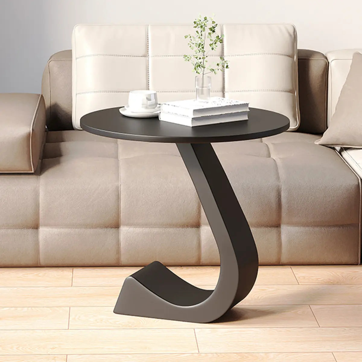 Creative Round Sintered Stone Pedestal Chairside Table Image - 14