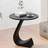 Creative Round Sintered Stone Pedestal Chairside Table Image - 2