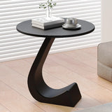 Creative Round Sintered Stone Pedestal Chairside Table Image - 4