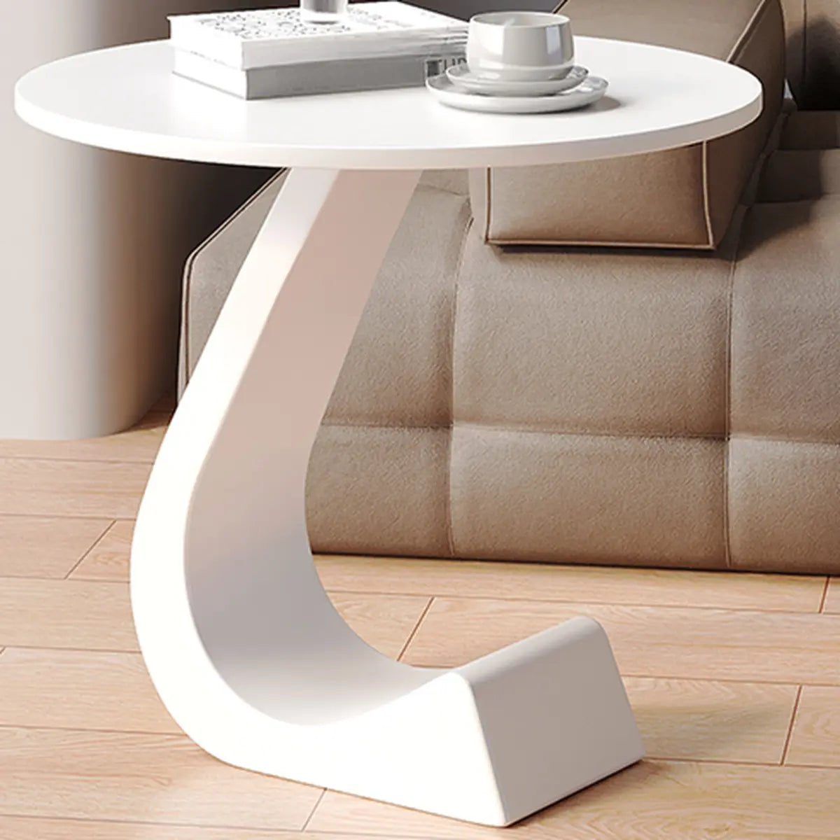 Creative Round Sintered Stone Pedestal Chairside Table Image - 5