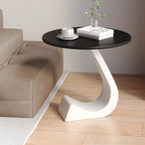 Creative Round Sintered Stone Pedestal Chairside Table Image - 8