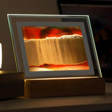 Creative Sand Art Rectangular Wood Decor Table Lamp Image - 2