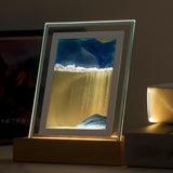 Creative Sand Art Rectangular Wood Decor Table Lamp Image - 4