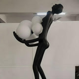 Creative Sculptural Human Figure and Globe Floor Lamp Image - 11