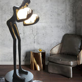 Creative Sculptural Human Figure and Globe Floor Lamp Image - 2