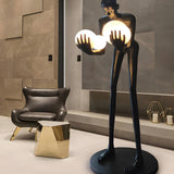 Creative Sculptural Human Figure and Globe Floor Lamp Image - 3