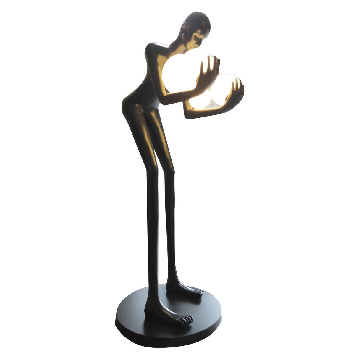 Creative Sculptural Human Figure and Globe Floor Lamp Image - 6