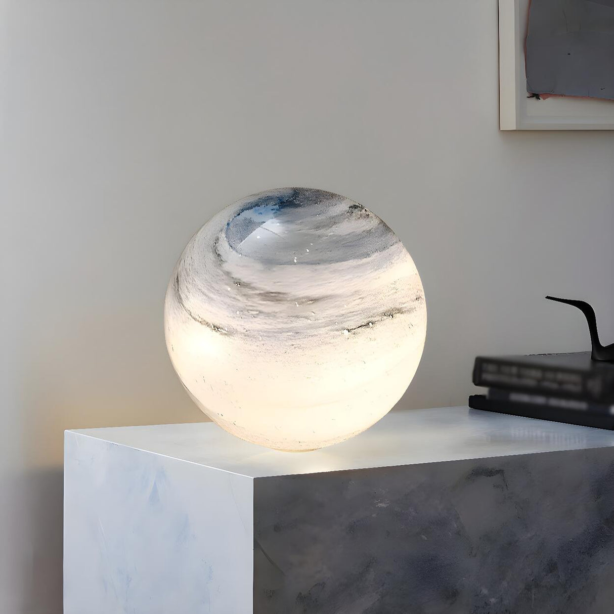 Creative Simple Galaxy Moon Glass Night Table Lamp Image - 1