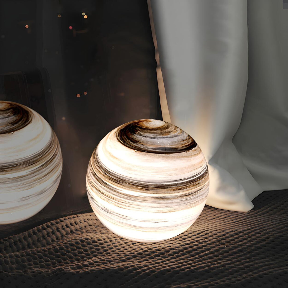 Creative Simple Galaxy Moon Glass Night Table Lamp Image - 4