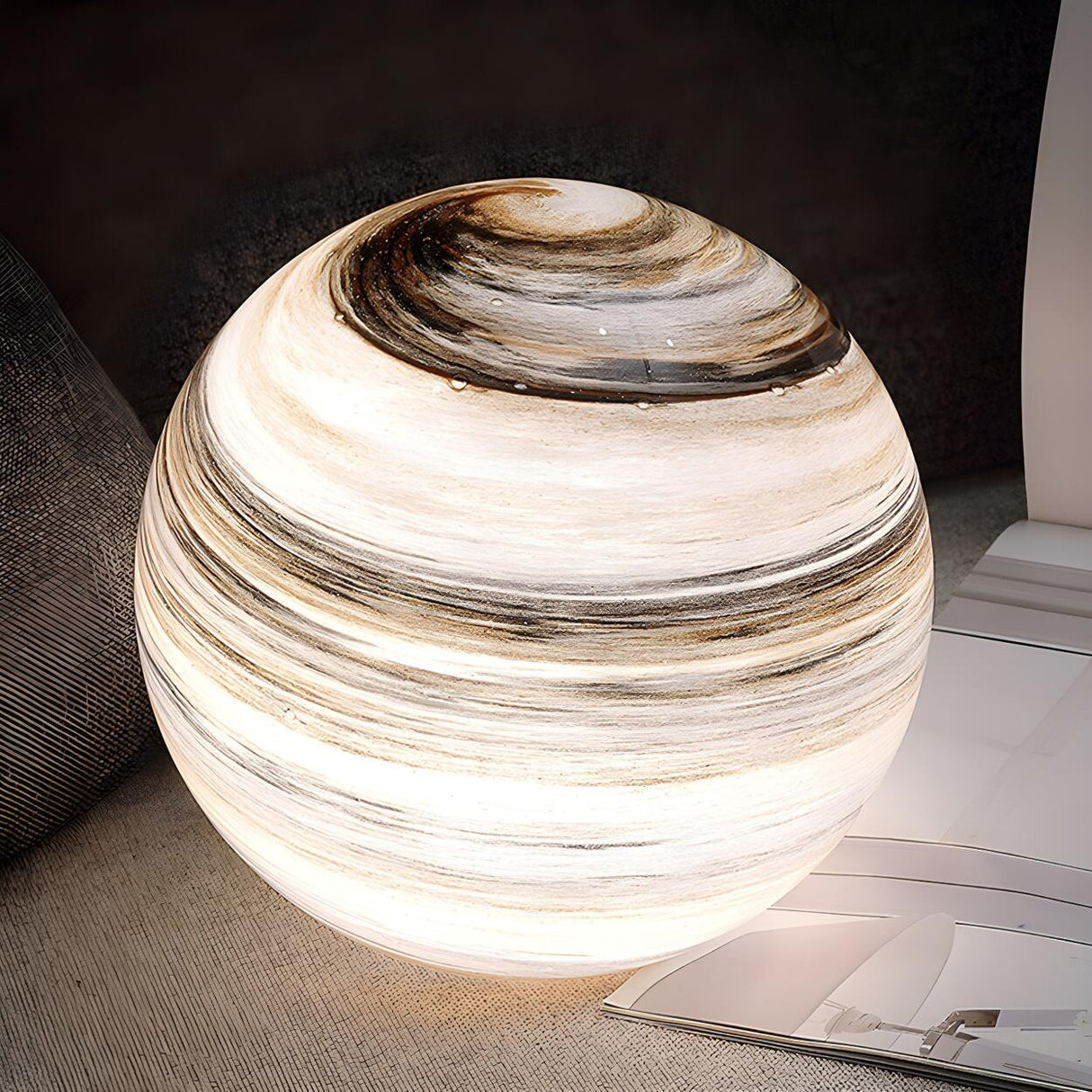 Creative Simple Galaxy Moon Glass Night Table Lamp Image - 8