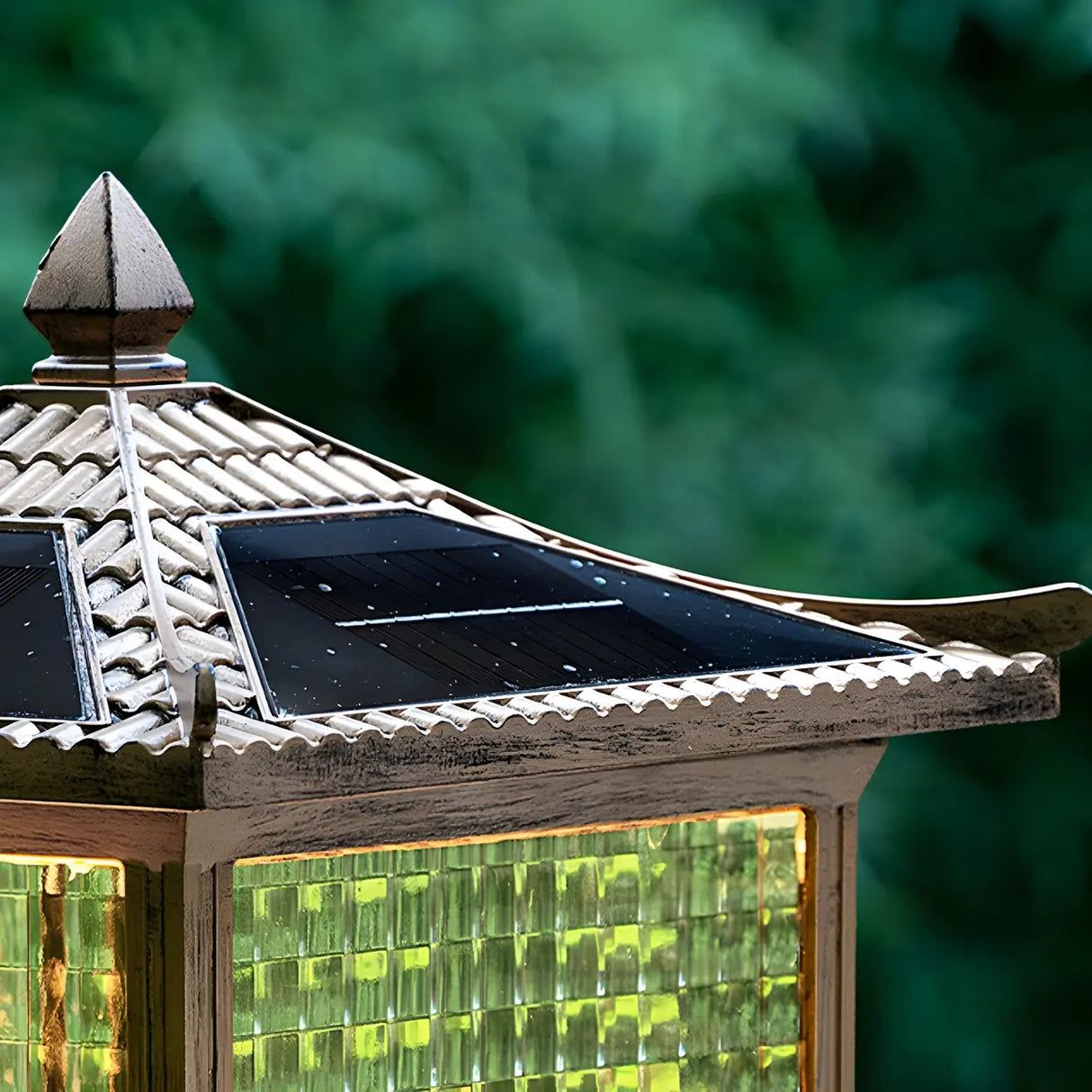 Creative Solar Chinese Pavilion Cube Outdoor Table Lamp Image - 10