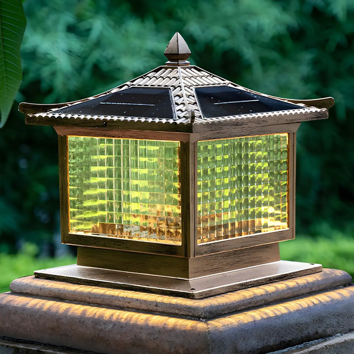 Creative Solar Chinese Pavilion Cube Outdoor Table Lamp Image - 12