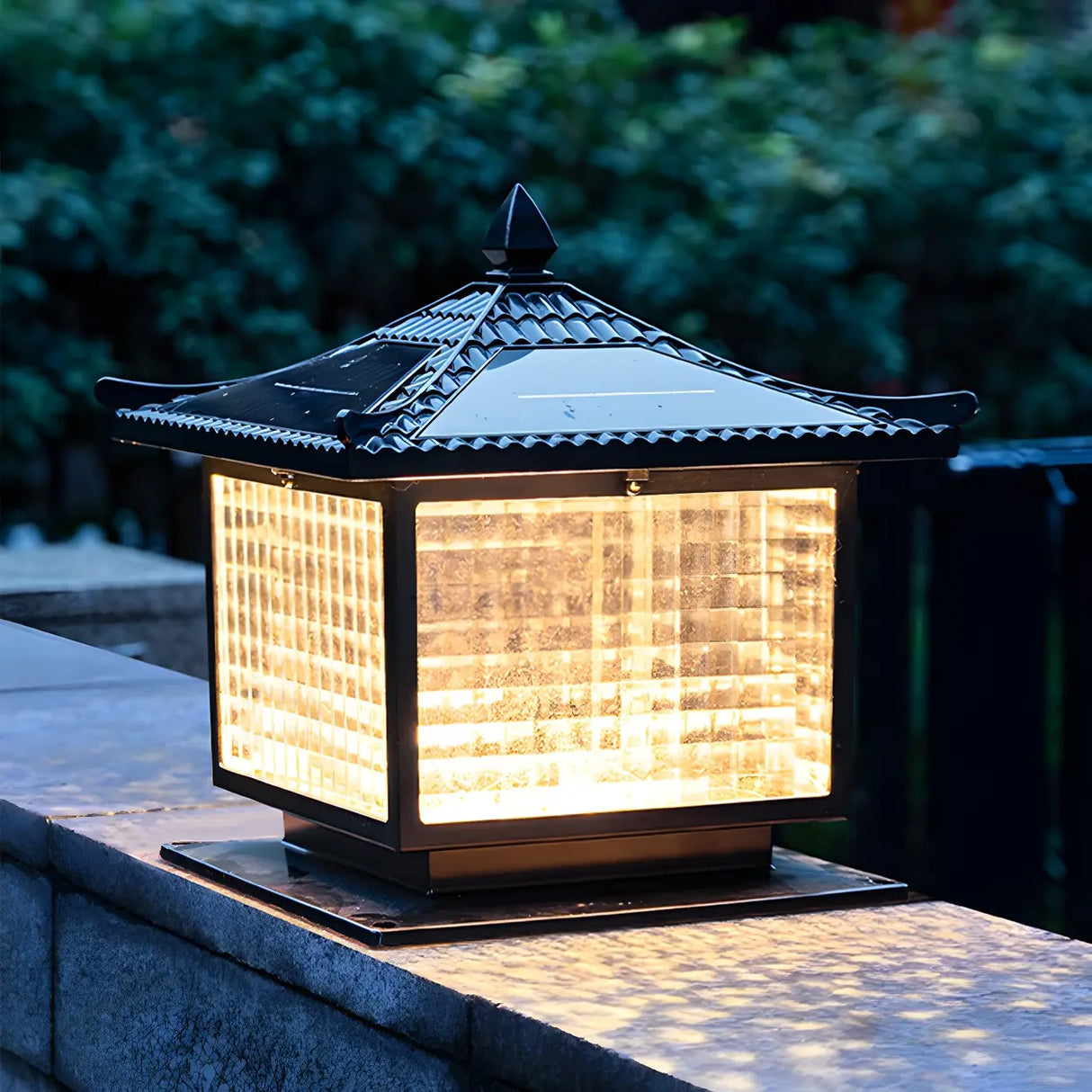 Creative Solar Chinese Pavilion Cube Outdoor Table Lamp Image - 3