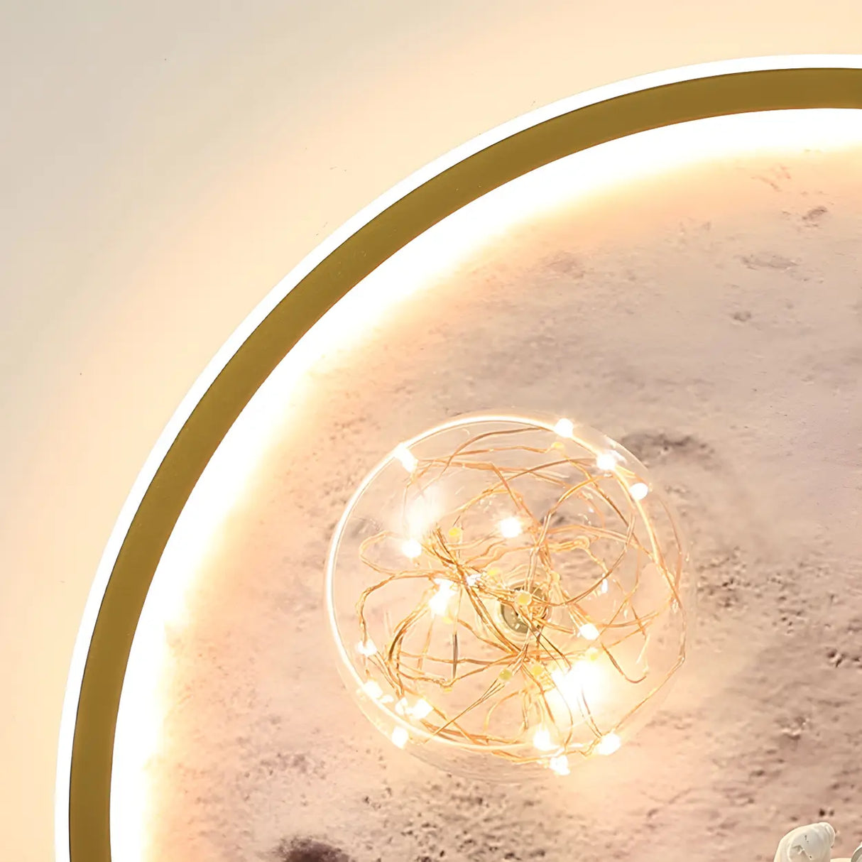 Creative Space Astronaut Round Gold Flush Mount Light Image - 10