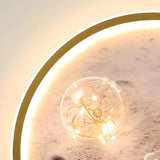 Creative Space Astronaut Round Gold Flush Mount Light Image - 10