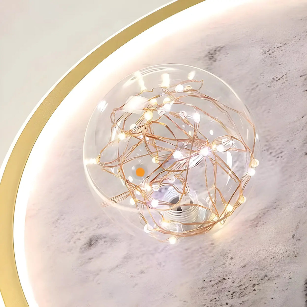 Creative Space Astronaut Round Gold Flush Mount Light Image - 9