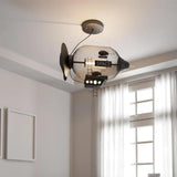 Creative Spaceship Metal Kids Room Black Large Chandelier Image - 1