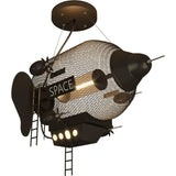 Creative Spaceship Metal Kids Room Black Large Chandelier Image - 5